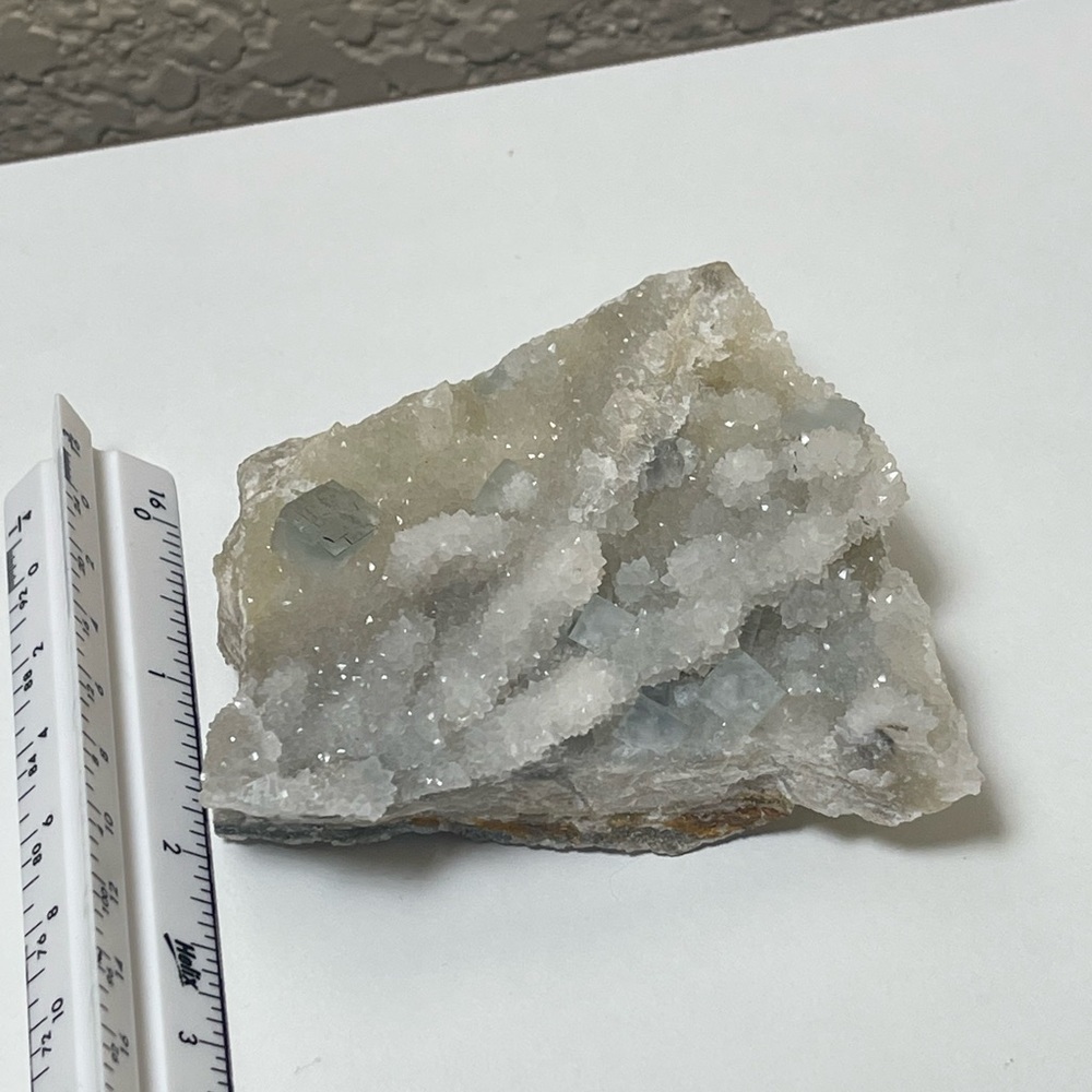 Cubic fluorite on Druze Quartz 💛HP💛 - Picture 11 of 16